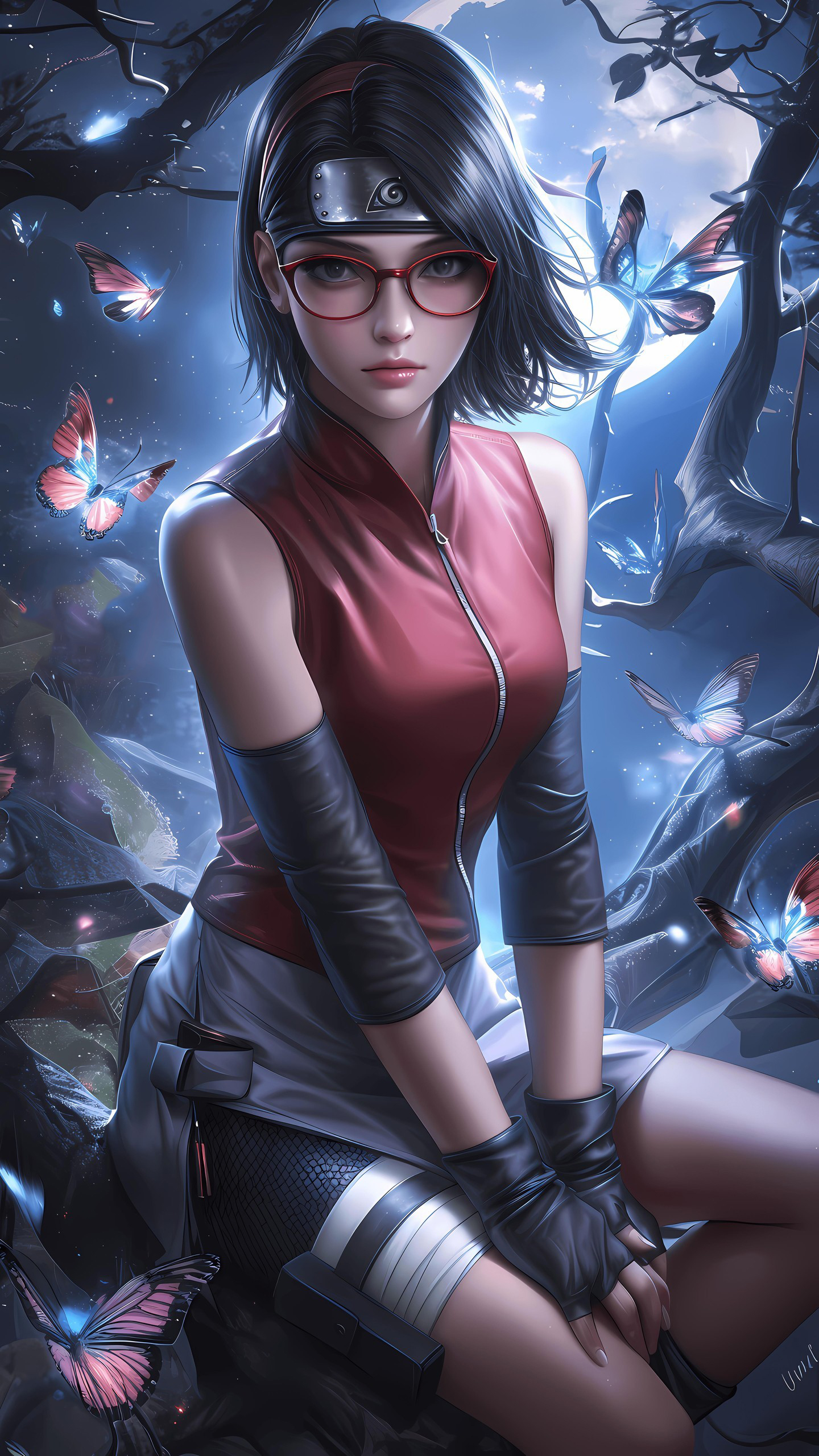 Naruto Anime Wallpaper - Sarada Uchiha 手机壁纸