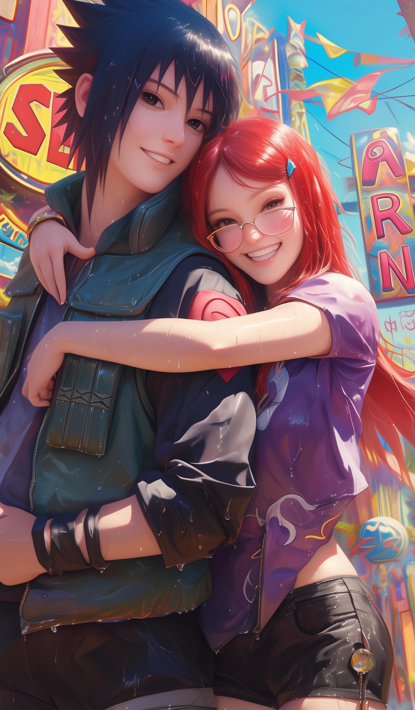Naruto Anime Wallpaper - Sasuke And Karin mobile wallpaper