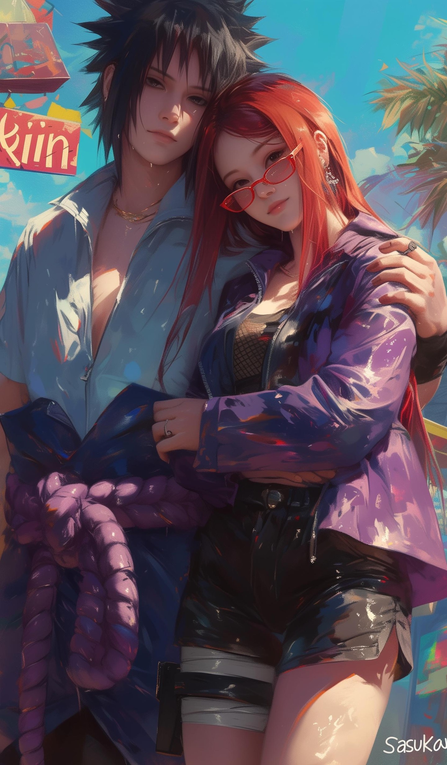 Naruto Anime Wallpaper - Sasuke And Karin mobile wallpaper